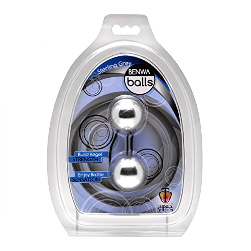 Trinity Vibes Sterling Grey Ben Wa Balls – Weighted Kegel Balls for Pelvic Floor Training, Waterproof with Retrieval Cord