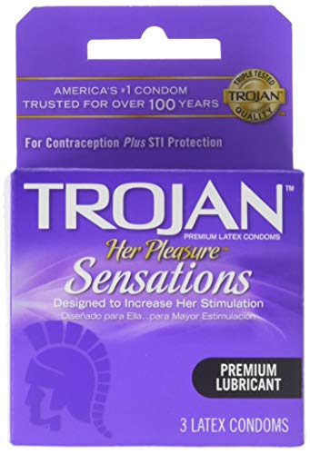 Trojan Her Pleasure Sensations Lubricated Latex Condoms - 3 Count Pack