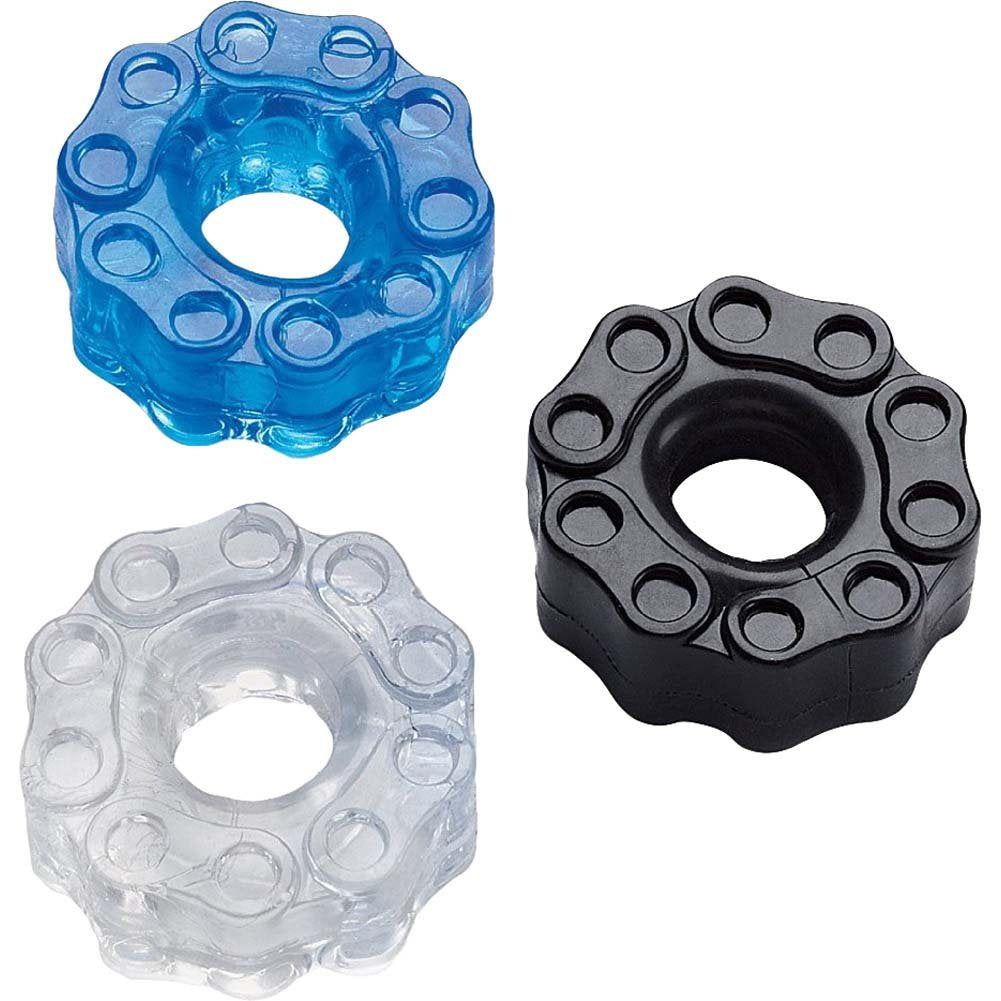 Wet Dreams Chain Gang Cock Rings - Assorted Pack of 3 Silicone Rings